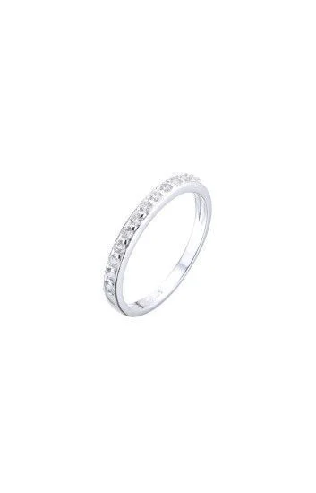 Anillo Medio Sin Fin Plateado con Circones