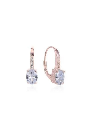 Aros Piedra Ovalada con Brisura Rosados