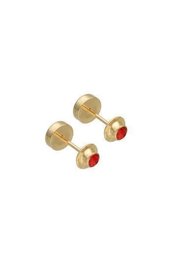 Abridor Oro 18 Kt. c/Tic Laminado Strass Chico Rojo