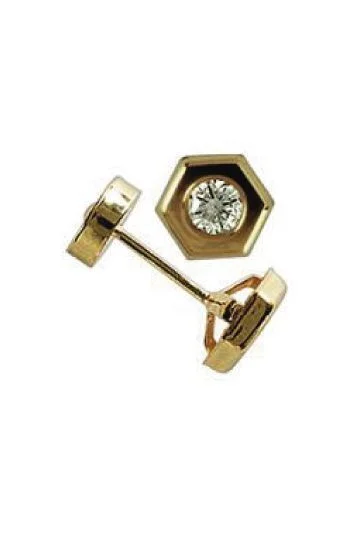 Abridor Oro 18 Kt. c/Tic Laminado Hexagono con Cubic