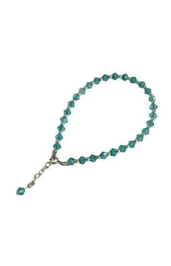 Pulsera de Cristal Checo y Bolitas con Dije Piedra