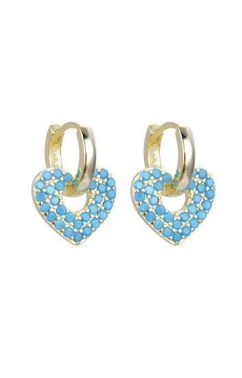 Aros Huggies Lisos con Dijes Colgantes de Corazon