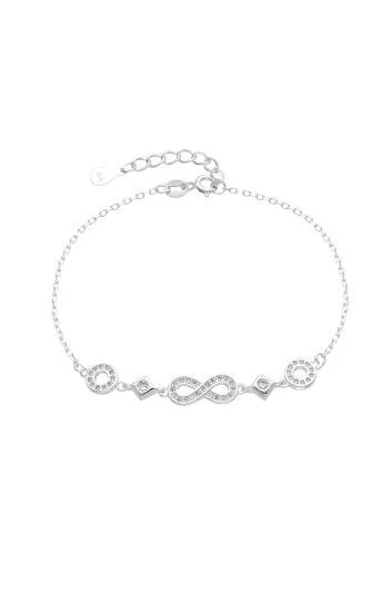 Pulsera de Cadena Forzet con Dijes de Infinito, Aros y Puntos de Luz