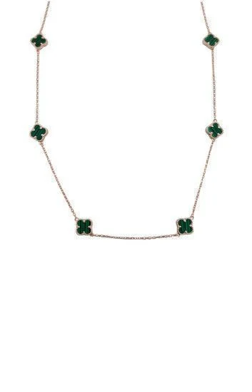 Gargantilla de Cadena Forzet con 6 Dijes de Flor Verde