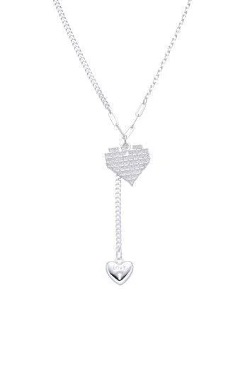 Gargantilla de Cadena Forzet y Groumet con Dijes de Corazones con Grab