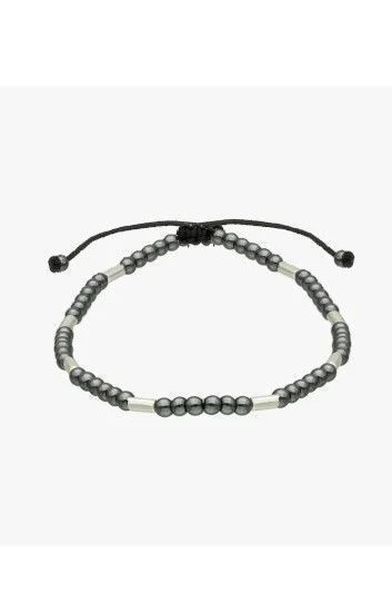Pulsera Piedras Naturales Bolita Ematite 3mm y Tubito de Plata 5mm de