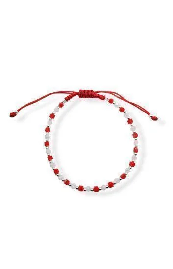Pulsera Ajustable de Cristales Redondos y Cuadrados de 3mm con Bolitas