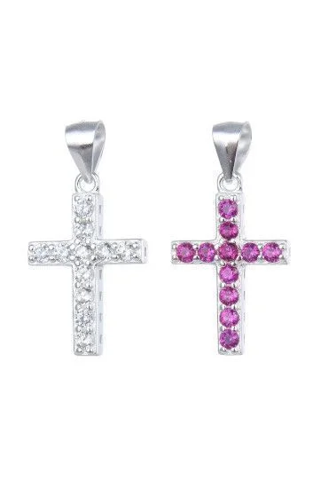 Dije Colgante de Cruz con Circones Reversible