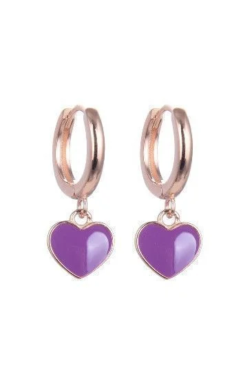 Aros Huggies con Dijes Colgantes de Corazon Esmaltado