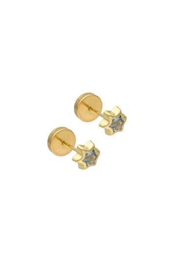Abridor Oro 18 Kt. c/Tic Laminado Estrella con Cubic