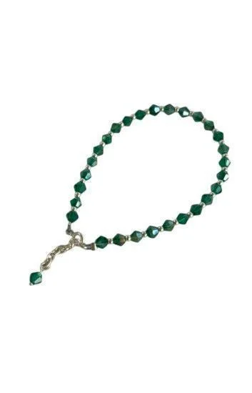 Pulsera de Cristal Checo y Bolitas con Dije Piedra