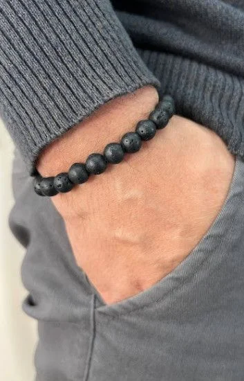 Pulsera Piedras Naturales Volcanicas 9mm
