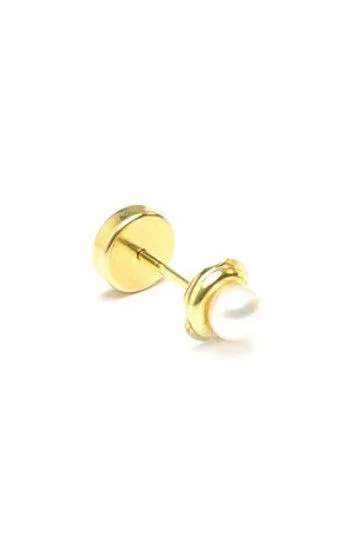 Abridor Oro 18 Kt. c/Tic Laminado Facetado con Virola y Perla de Cultivo 2.50mm - 3.00mm