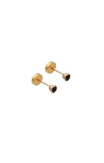 Abridor Oro 18 Kt. c/Tic Laminado Piedra Engarzada Negra