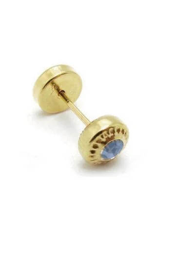 Abridor Oro 18 Kt. c/Tic Laminado Piedra Engarzada Azul