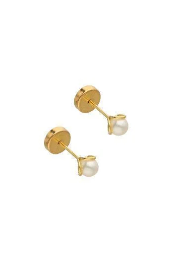 Abridor Oro 18 Kt. c/Tic Laminado Canastita con Perla de Cultivo 3,5mm