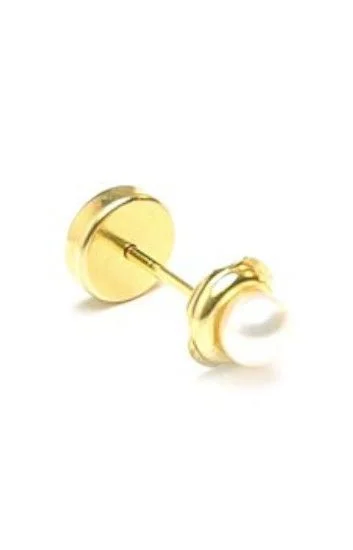 Abridor Oro 18 Kt. Facetado con Virola y Perla de Cultivo 2.50mm - 3.00mm