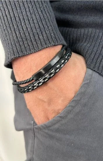 Pulsera Cuero y Acero PUA-2307