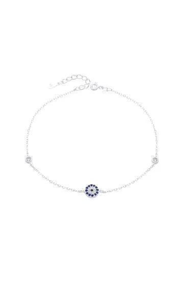 Pulsera de Cadena Forzet con Dijes de Ojo Turco 7mm y Puntos de Luz 4m