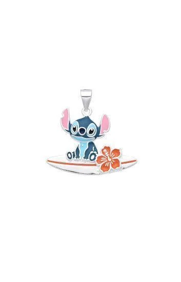 Dije de Stitch con Flor en Tabla de Surf