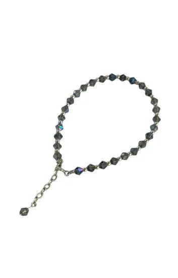 Pulsera de Cristal Checo y Bolitas con Dije Piedra