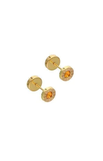 Abridor Oro 18 Kt. c/Tic Laminado Facetado Piedra Ambar