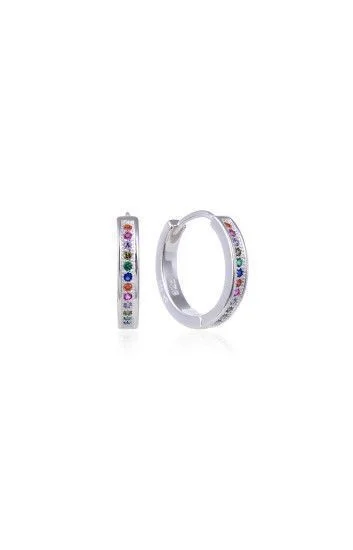 Argollas Huggies Plateadas con Circones Multicolor