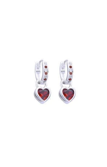 Aros Huggies con Corazon colgante de Cubic