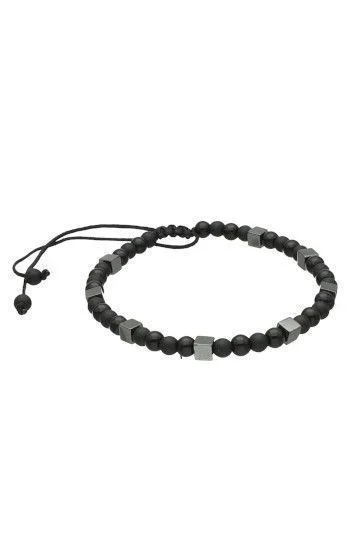 Pulsera Piedras Naturales Onix Opaco 4mm y Ematite Cuadrada
