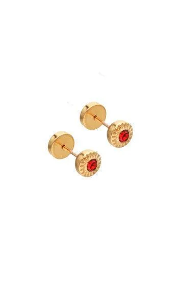 Abridor Enchapados 20 Kt. Piedra Engarzada Roja