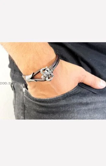 Pulsera Cuero y Acero PUA-2121