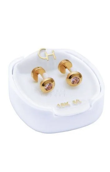 Abridor Oro 18 Kt. c/Tic Laminado Cono con Cubic