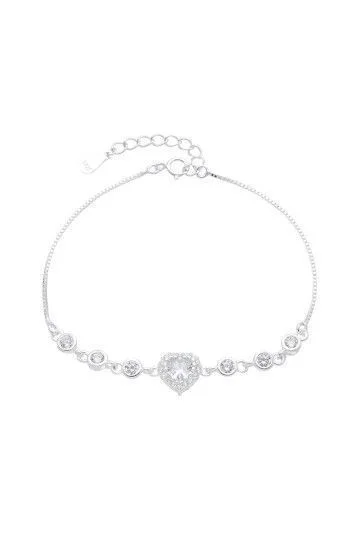 Pulsera de Cadena Veneciana con Dijes de Corazon y Puntos de Luz 4mm