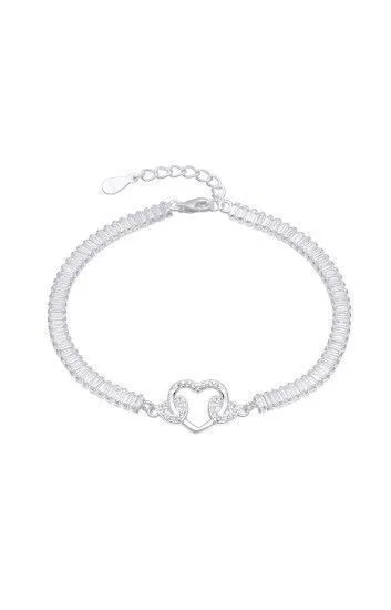 Pulsera Tennis con Circones Baguette 3.6mm y Dije de corazón