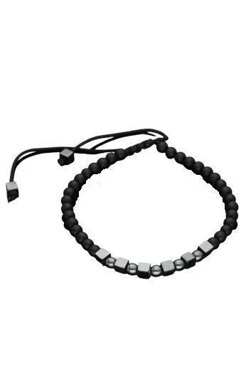 Pulsera Piedras Naturales Onix Opaca 4mm, Ematite 4mm y Ematite Cubo