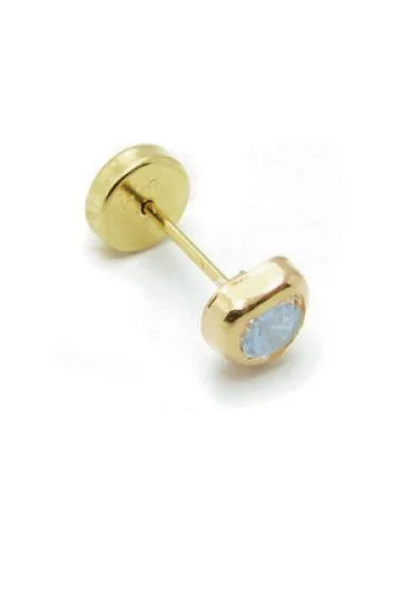 Abridor Oro 18 Kt. Corazon con Cubic Celeste