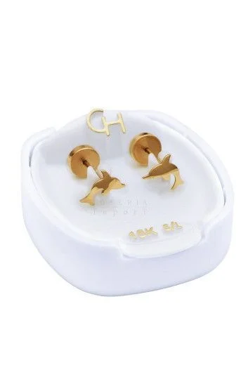 Abridor Oro 18 Kt. c/Tic Laminado Delfin Chico
