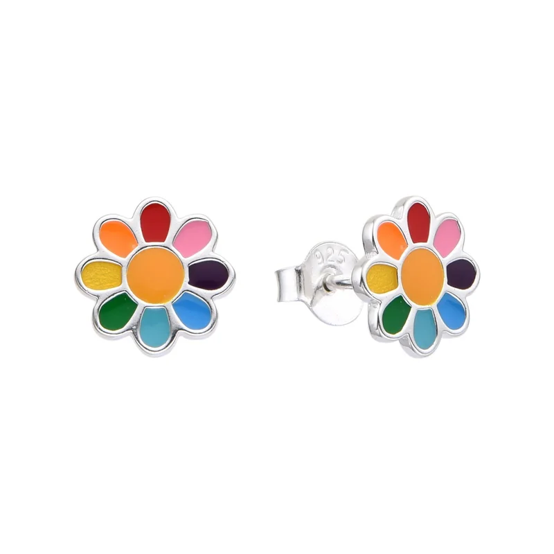 Aros de Flor Esmaltada Multicolor