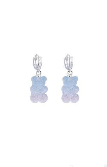 Aros Huggies con Dije Colgante de Osito de Goma