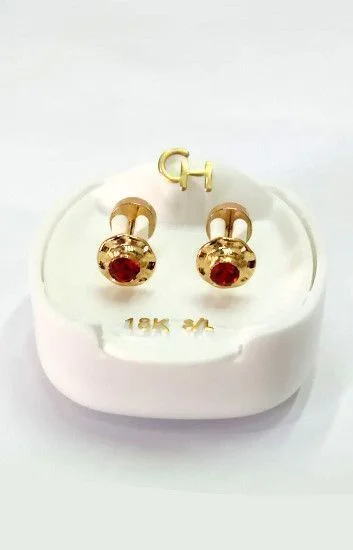 Abridor Oro 18 Kt. c/Tic Laminado Strass Grande Rojo
