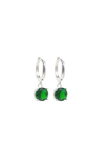Aros de Argollas Lisas con Dije de Cubic 8mm Engarzado