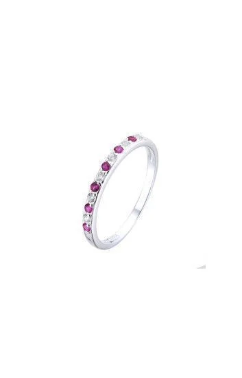 Anillo Medio Sin Fin Plateado con Circones
