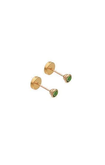 Abridor Oro 18 Kt. c/Tic Laminado Piedra Engarzada Verde Clara