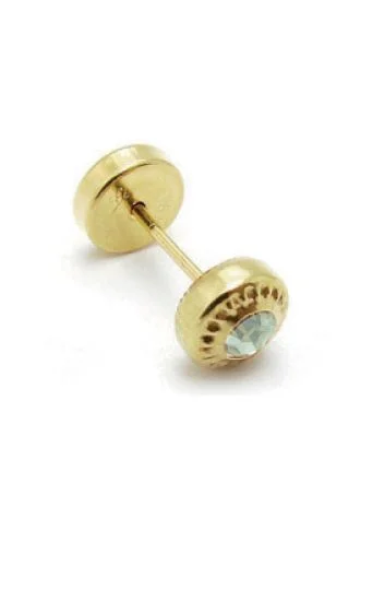 Abridor Oro 18 Kt. c/Tic Laminado Piedra Engarzada Verde Clara
