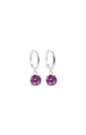Aros de Argollas Lisas con Dije de Cubic 8mm Engarzado