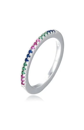 Anillo con Circones Medio Sin Fin Plateado