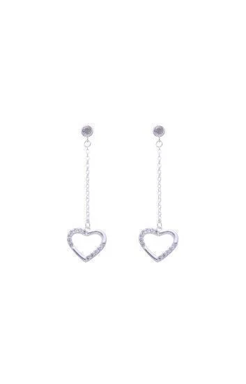Aros con Cadena y Dije Colgante de Corazon
