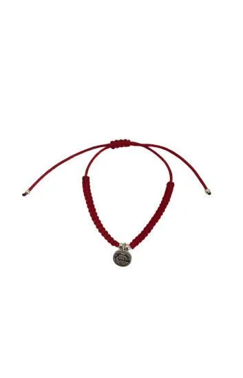 Pulsera de Cordon Rojo con Dije de Nena en Plata