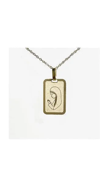 Medalla rectangular Virgen ni a fondo arenado