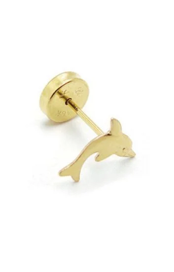 Abridor Oro 18 Kt. c/Tic Laminado Delfin Grande